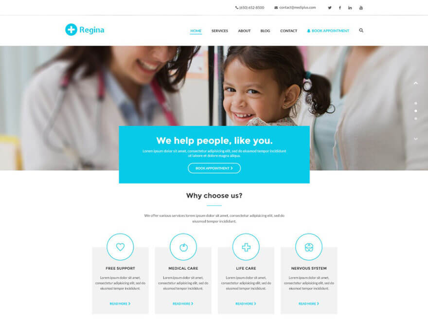 regina-lite - wordpress medical theme free