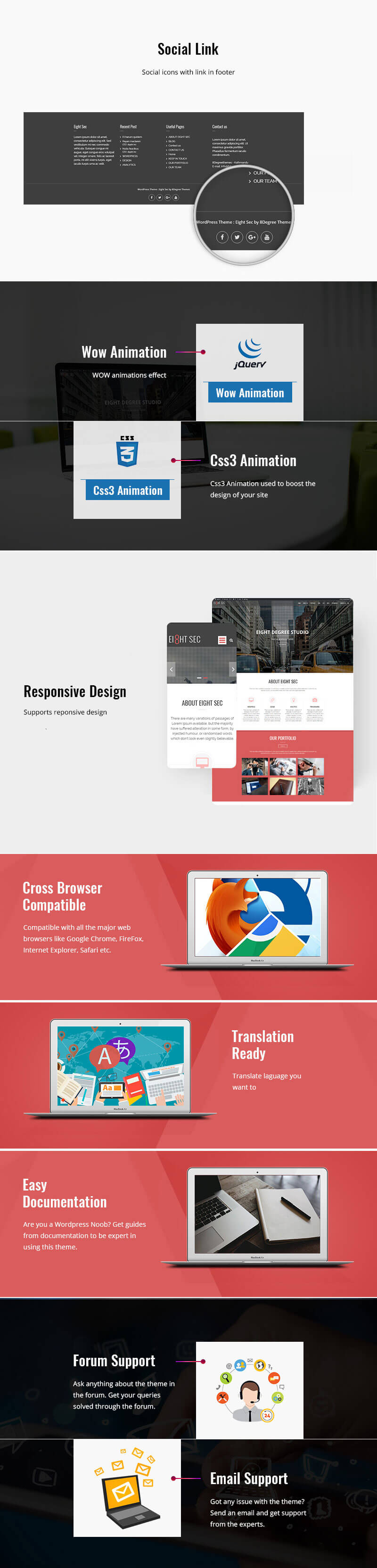 Eight Sec – Free One Page WordPress Theme