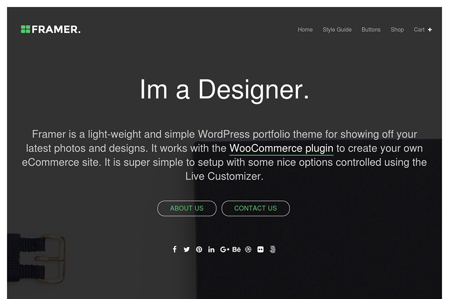 Framer - free portfolio WordPress theme