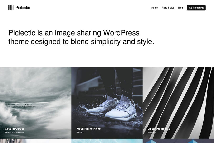 Piclectic - free portfolio WordPress theme