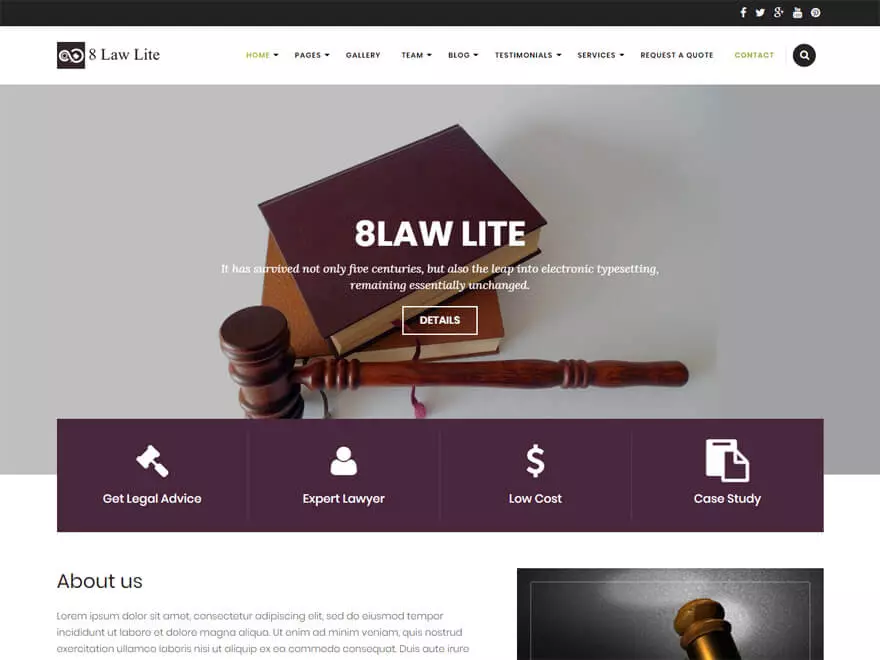 EightLaw Lite-Free Lawyer WordPress Theme