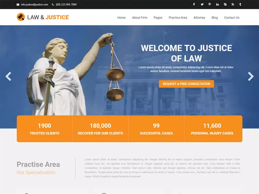 Justice-Free Lawyer WordPress Theme