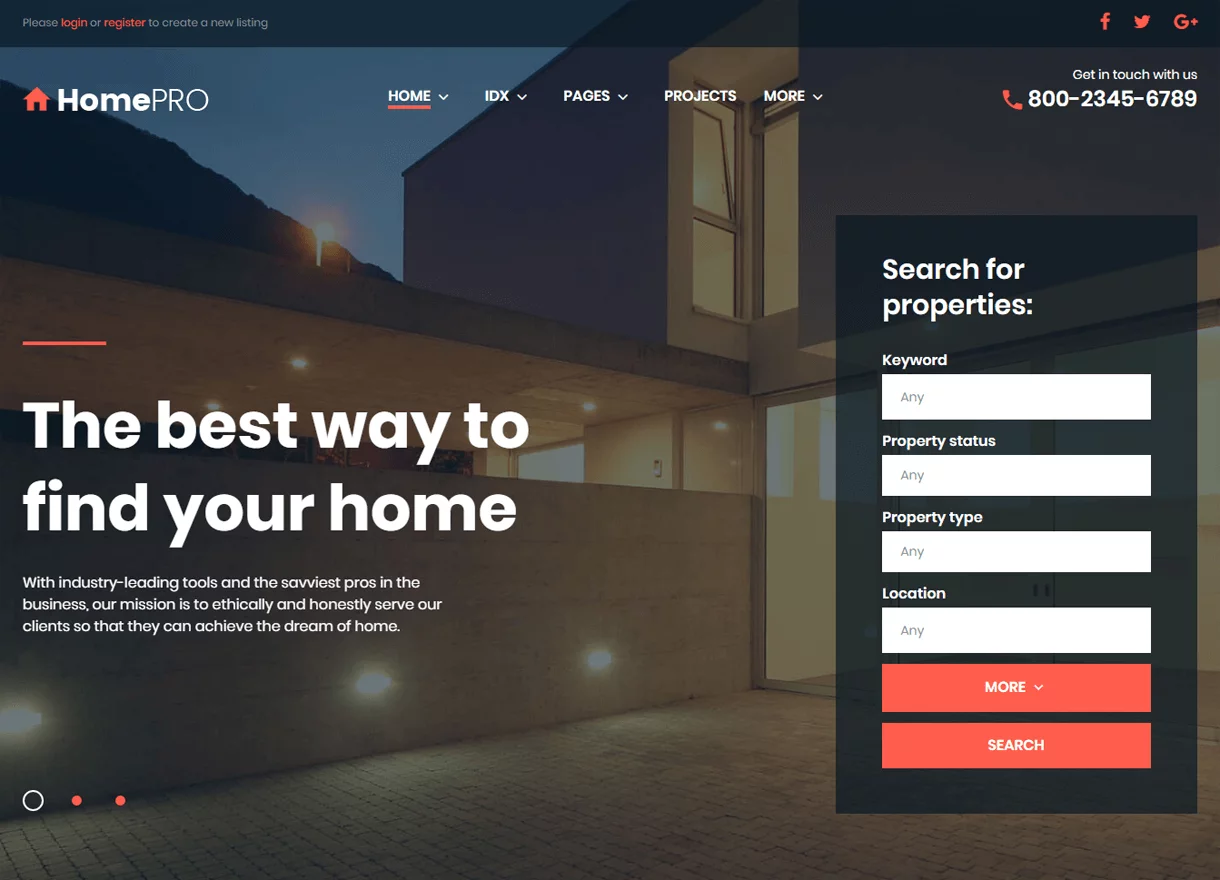 HomePro - Best Premium Real Estate WordPress Themes