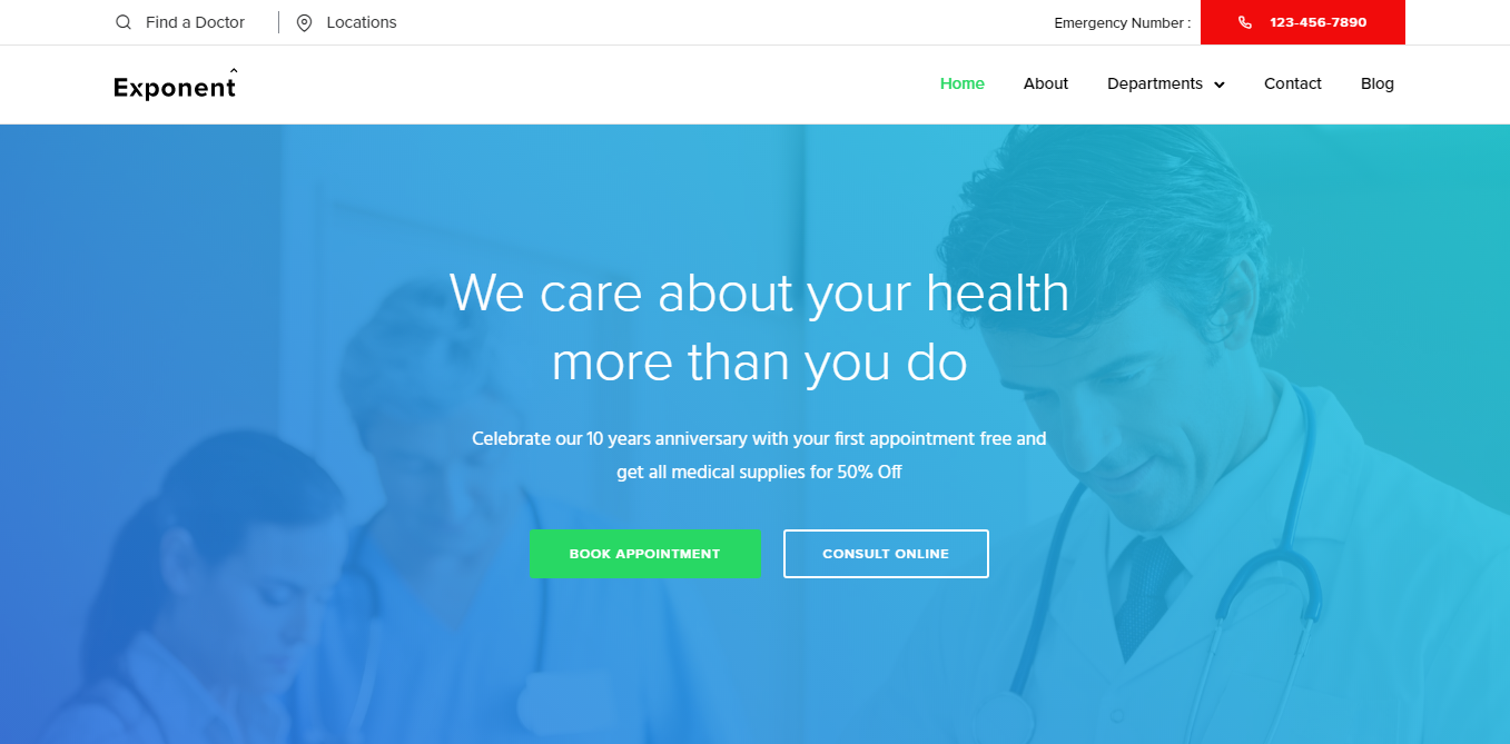 Exponent – Best Hospital Medical WordPress Theme