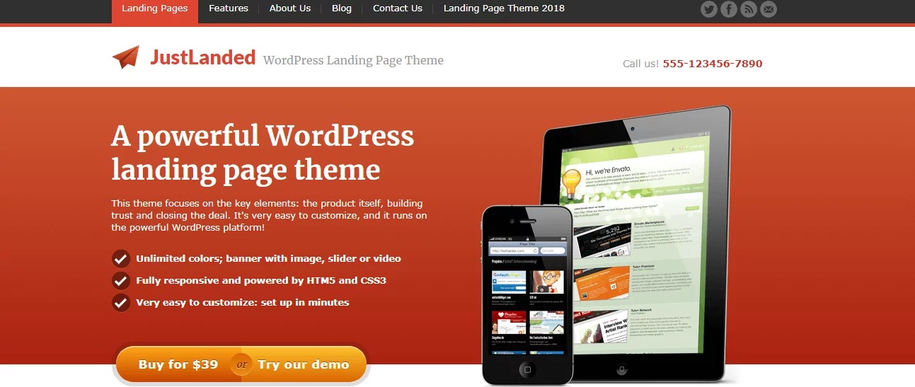 Just Landed - Best Premium WordPress Landing Page Themes