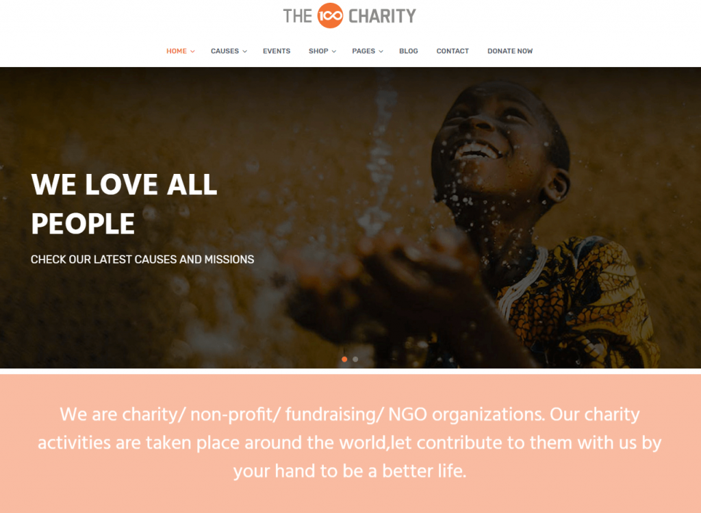 the100 pro premium multipurpose theme charity demo layout