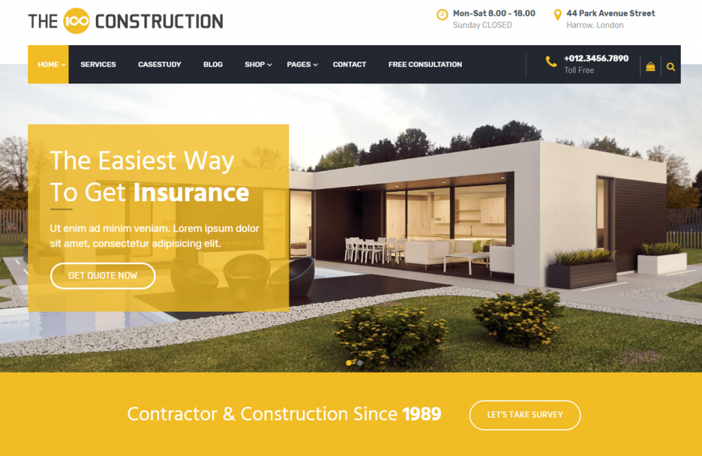 the100 pro premium multipurpose theme construction demo layout