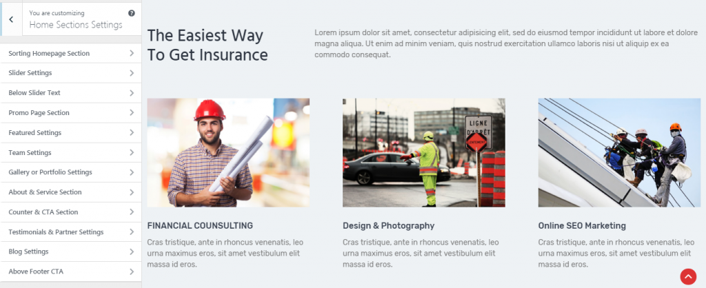 the100 pro premium multipurpose theme homepage sections