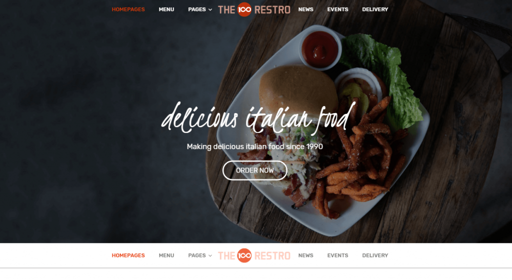 the100 pro premium multipurpose theme restaurant demo layout