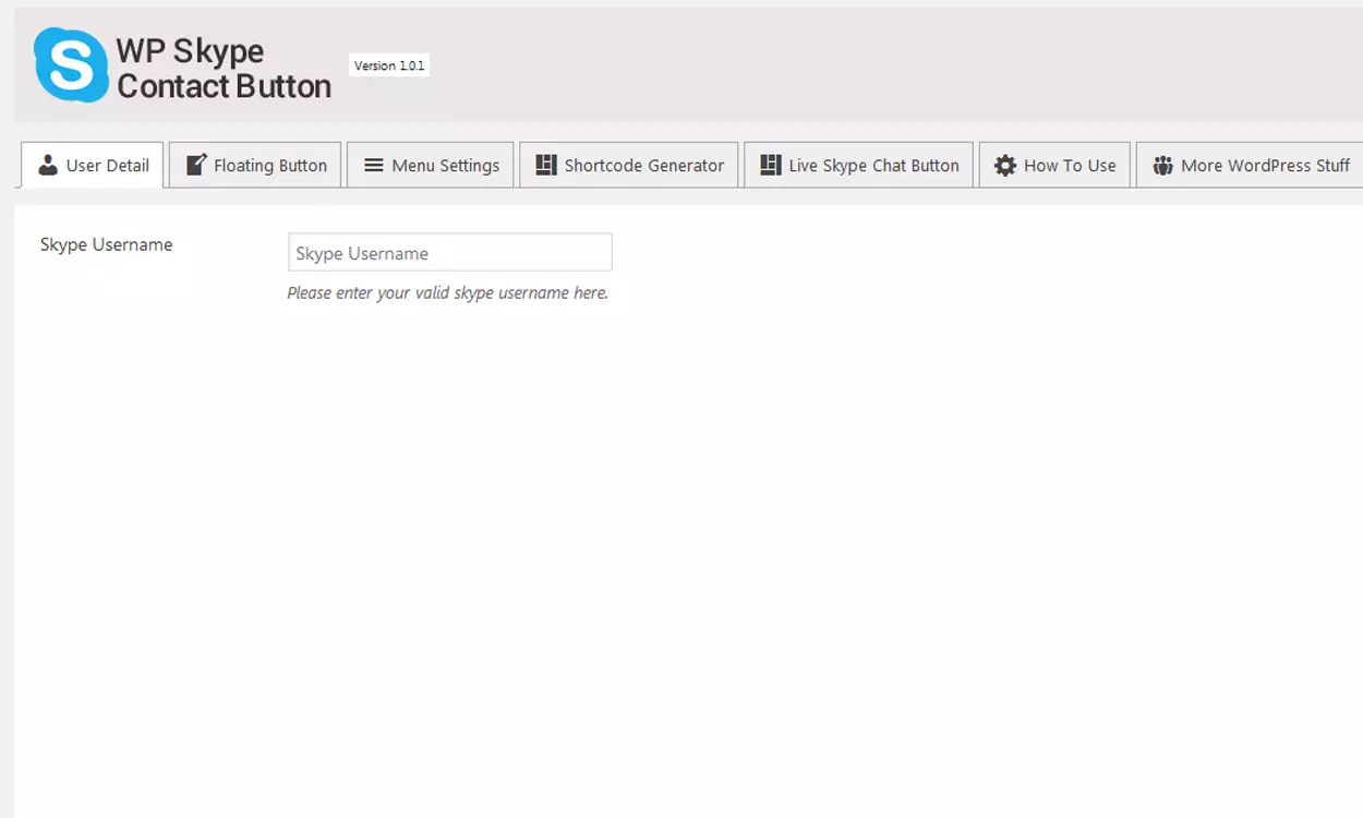 Add Skype Button on your WordPress Website: User Details