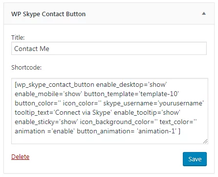 WP Skype Contact Button Widget