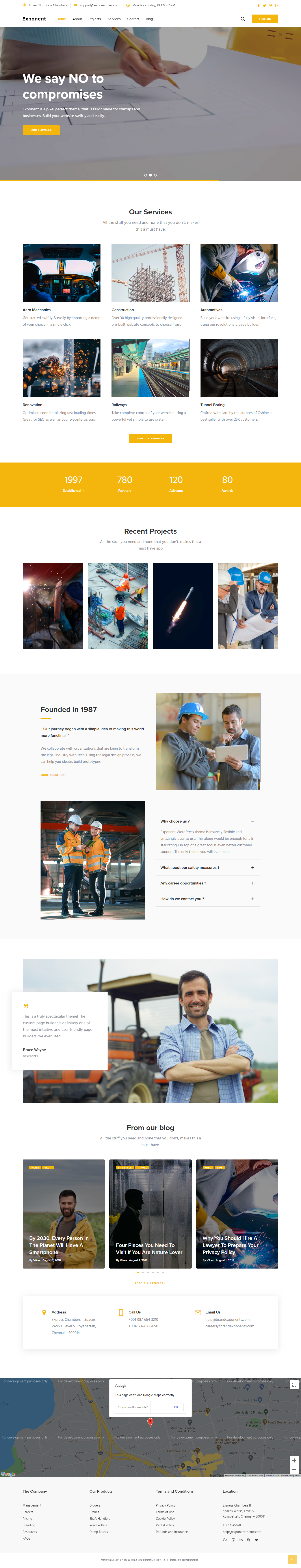 Exponent – Construction Business Company WordPress Theme