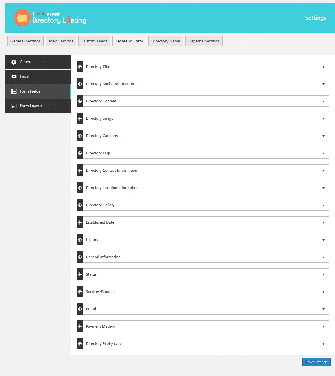 Everest Business Directory: Form Settings