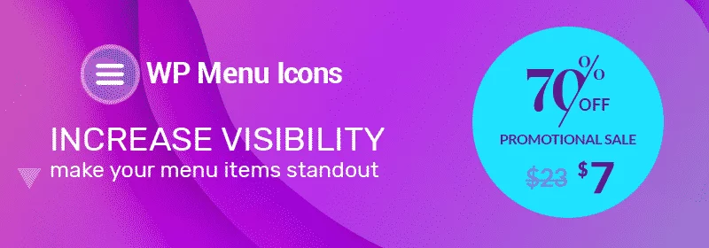 WP Menu Icons - 70% off for Promotional Sale