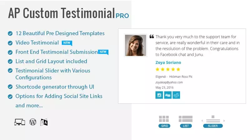 Best WordPress Testimonial Plugin: AP Custom Testimonial Pro