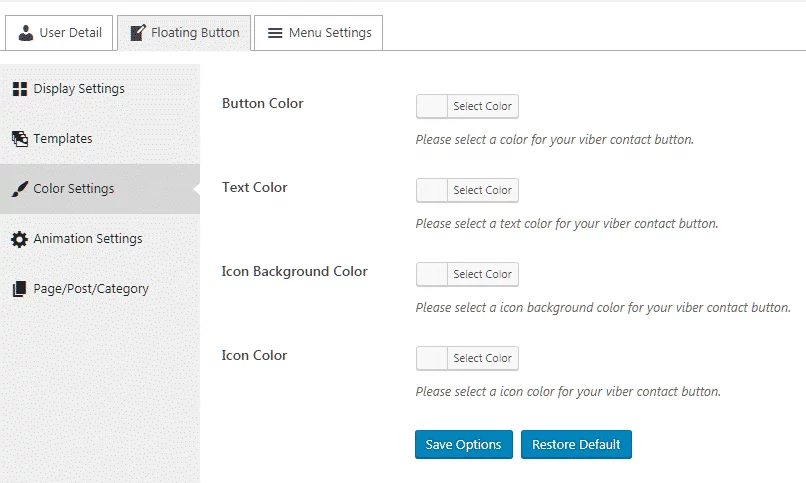Ultimate Contact Button: Color Settings