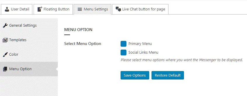 Ultimate Contact Button: Menu Option