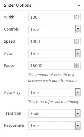 WP1 Slider Pro: Slider Options