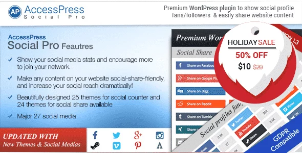 Best WordPress Social Media Share/Counter Plugin: AccessPress Social Pro