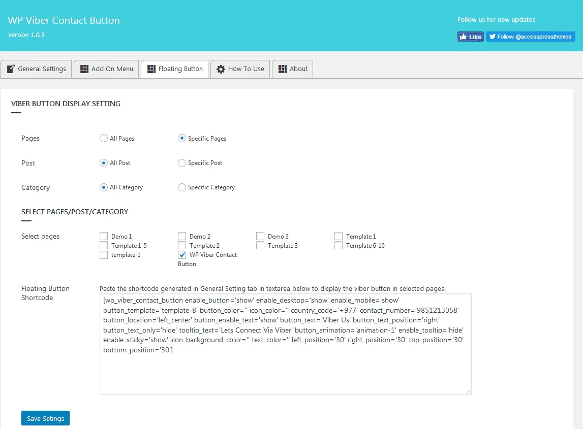 WP Viber Contact Button: Floating Menu