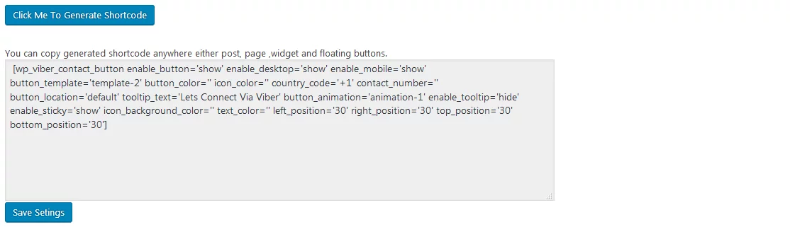 WP Viber Contact Button: Shortcode Generator