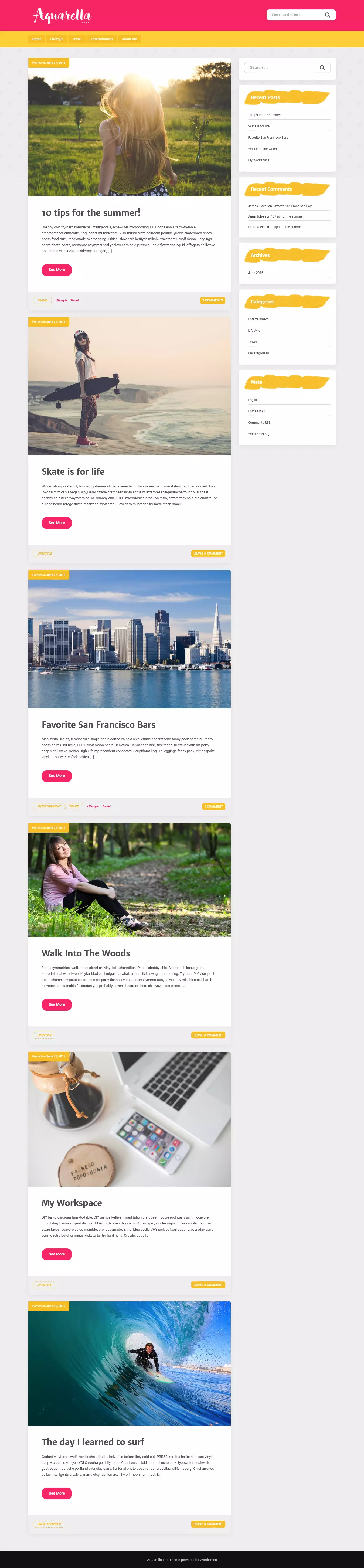 Aquarella Lite – Best Free Feminine WordPress Theme