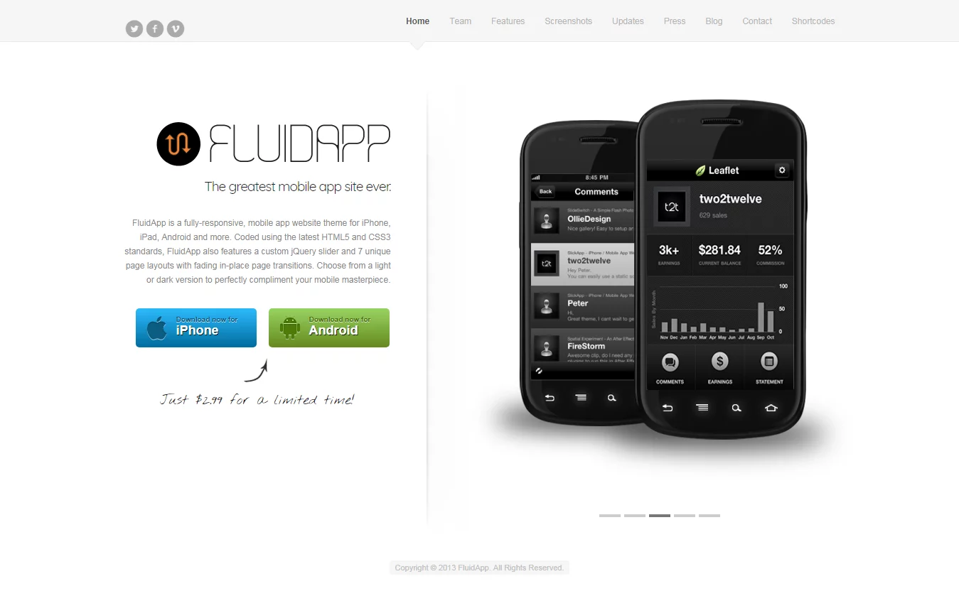 FluidApp - Best Premium Mobile App WordPress Theme