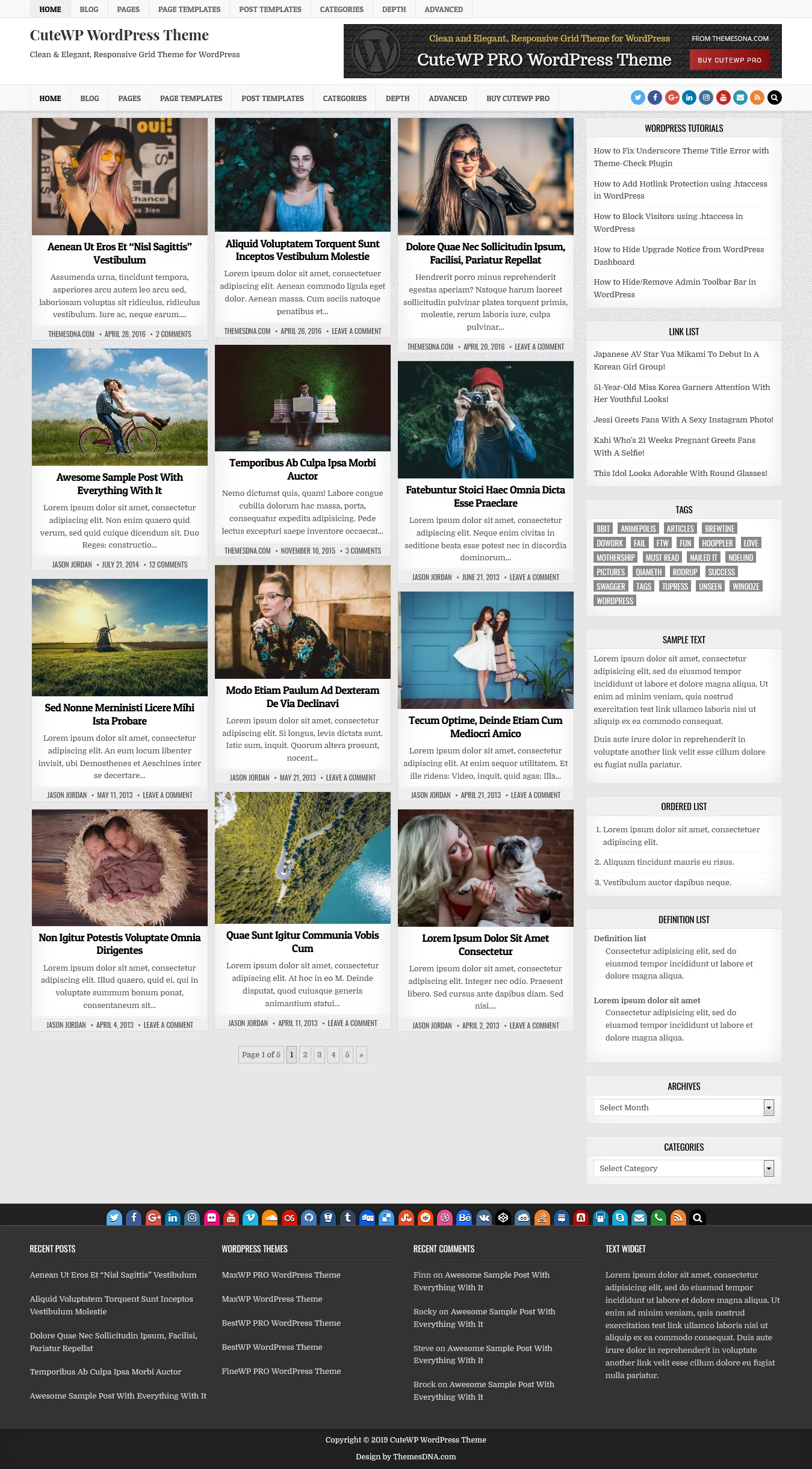 CuteWP - Best Free Gallery WordPress Theme