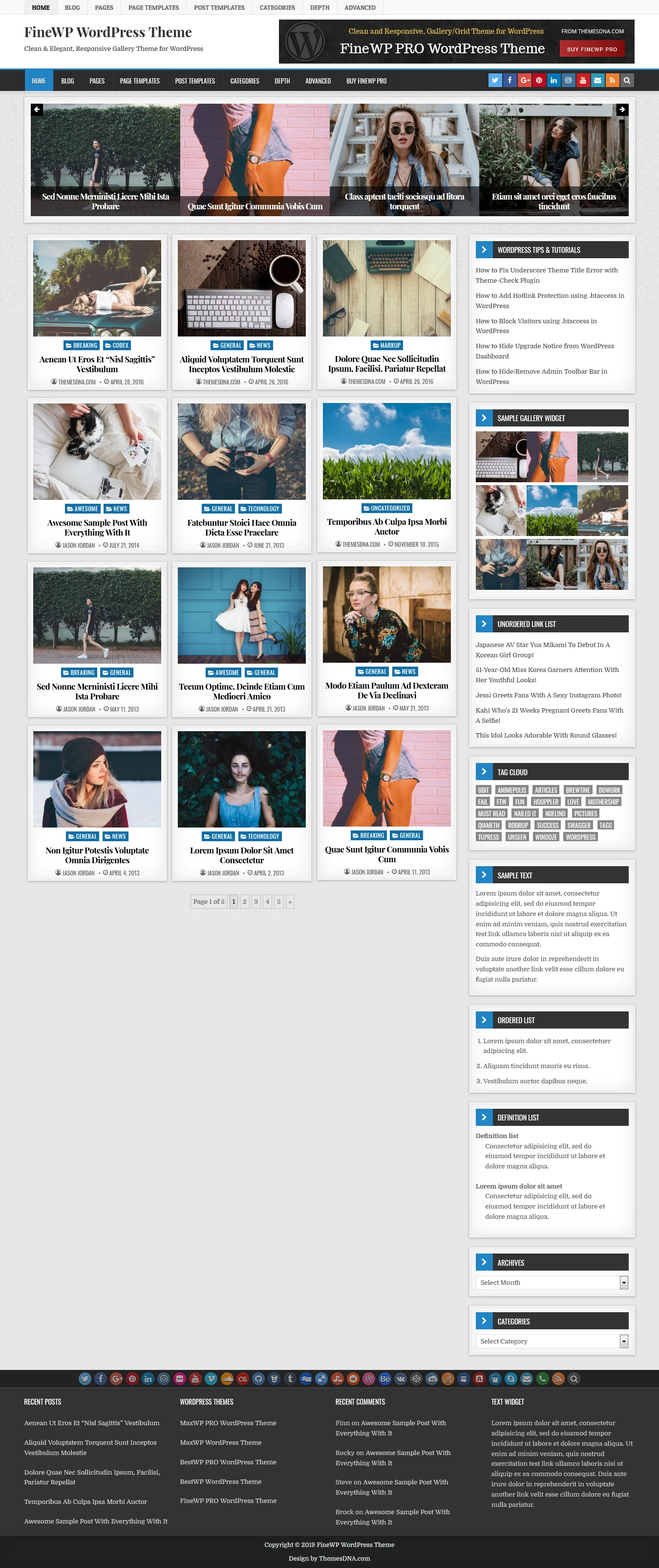 FineWP - Best Free Gallery WordPress Theme