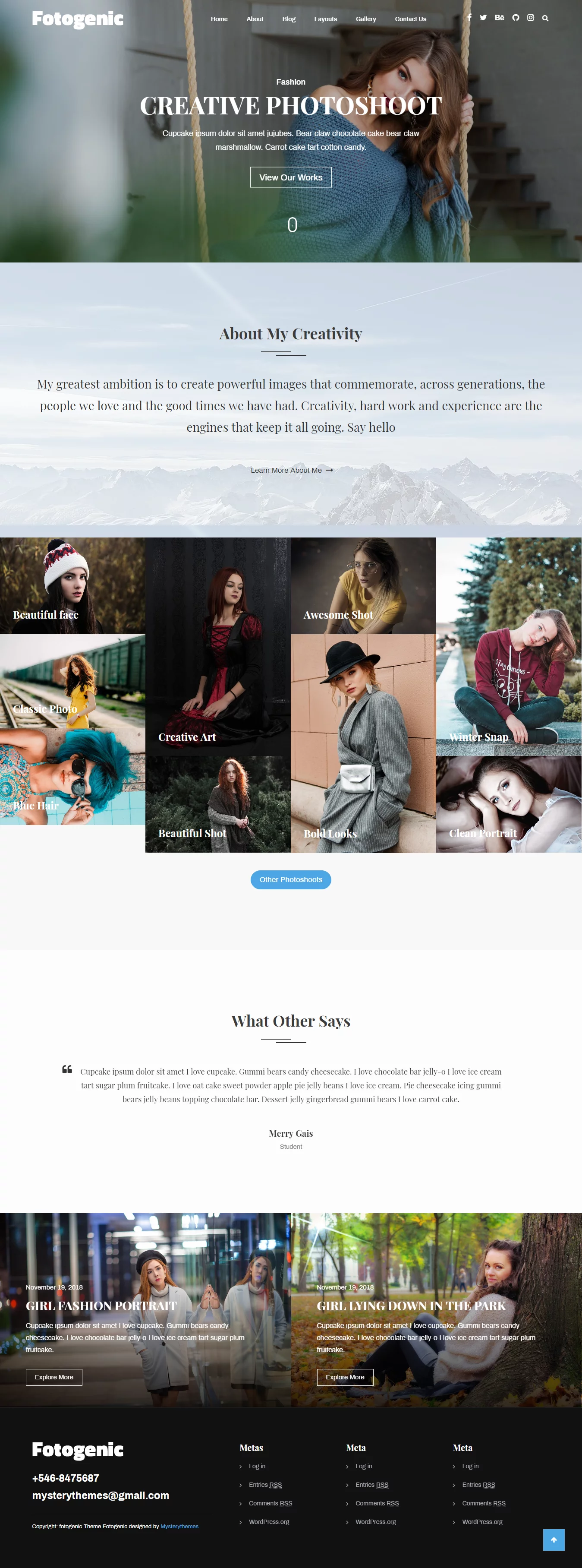 Fotogenic - Best Free Gallery WordPress Theme