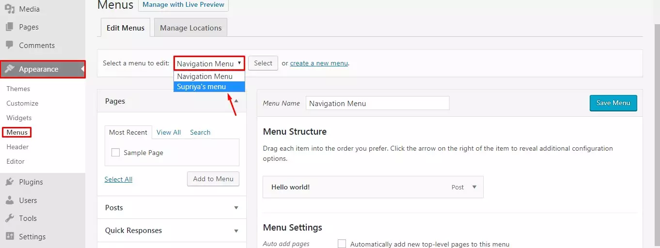 Add Specific Post to WordPress Navigation Menu.