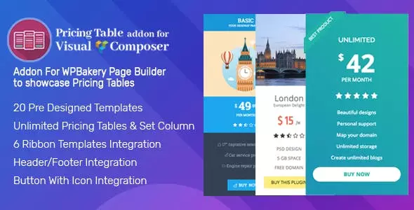 Pricing Tables Addon For Visual Composer