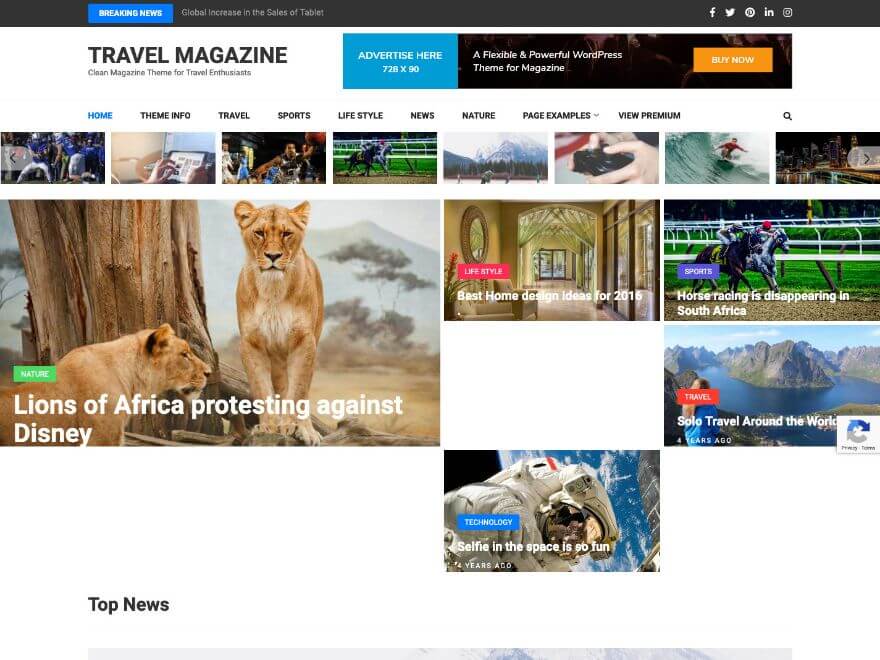 Travel Magazine Free WordPress Theme