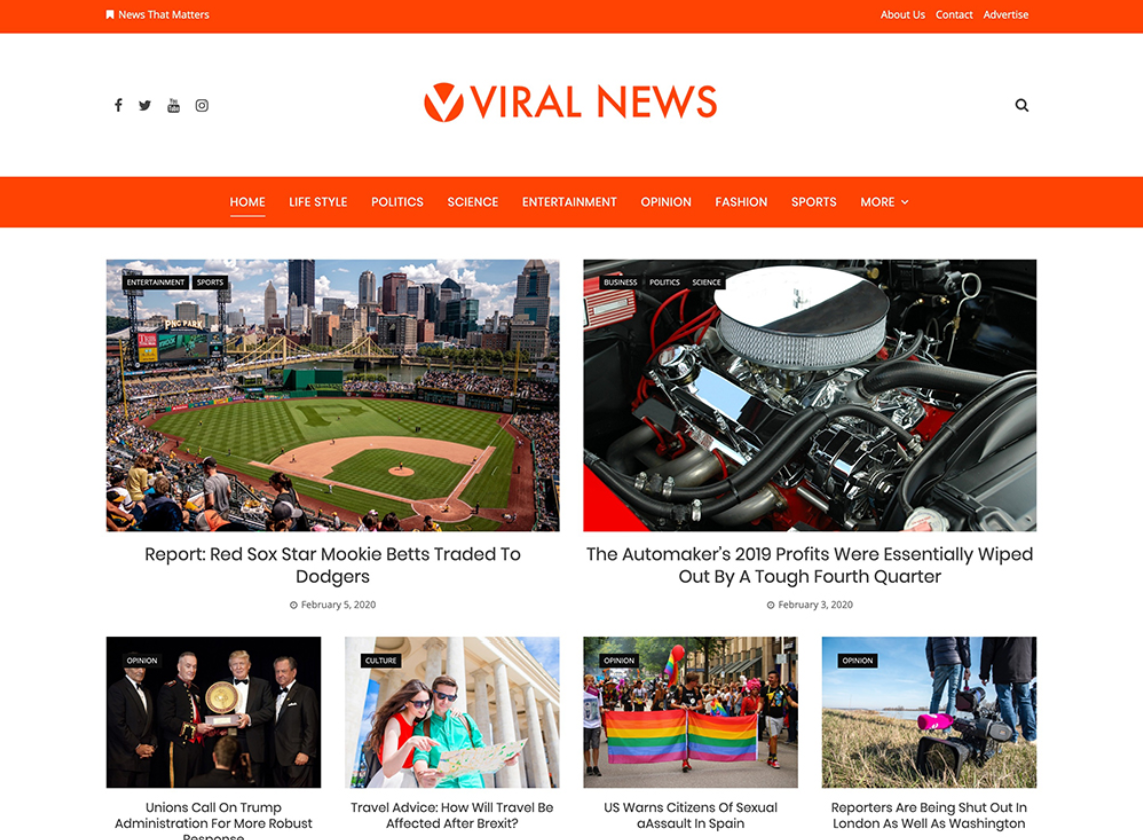 Viral News - Free Magazine WordPress Theme