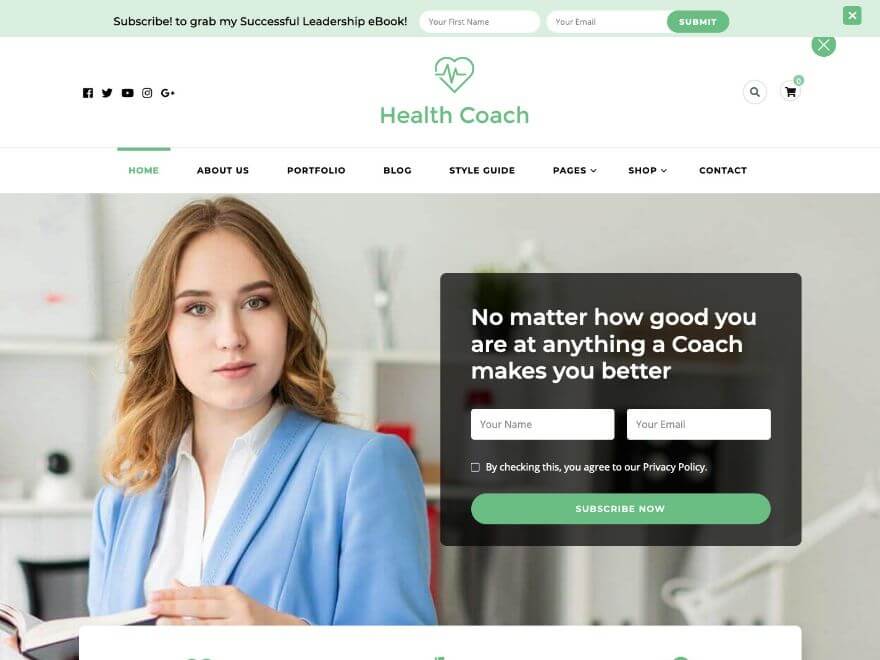 Blossom Health Coach Free WordPress Theme - healthcare themes