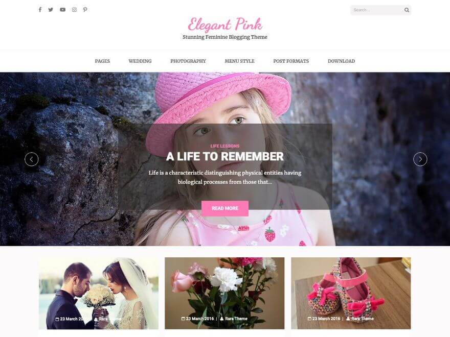 Elegant Pink Free WordPress Theme