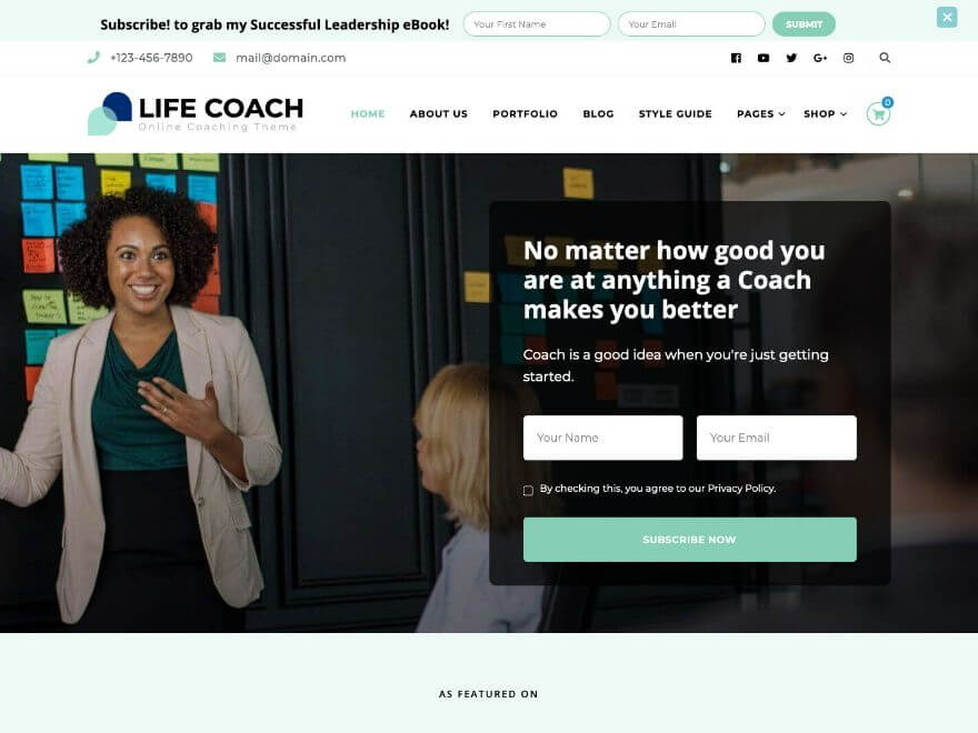 Life Coach Free WordPress Theme - healthcare theme