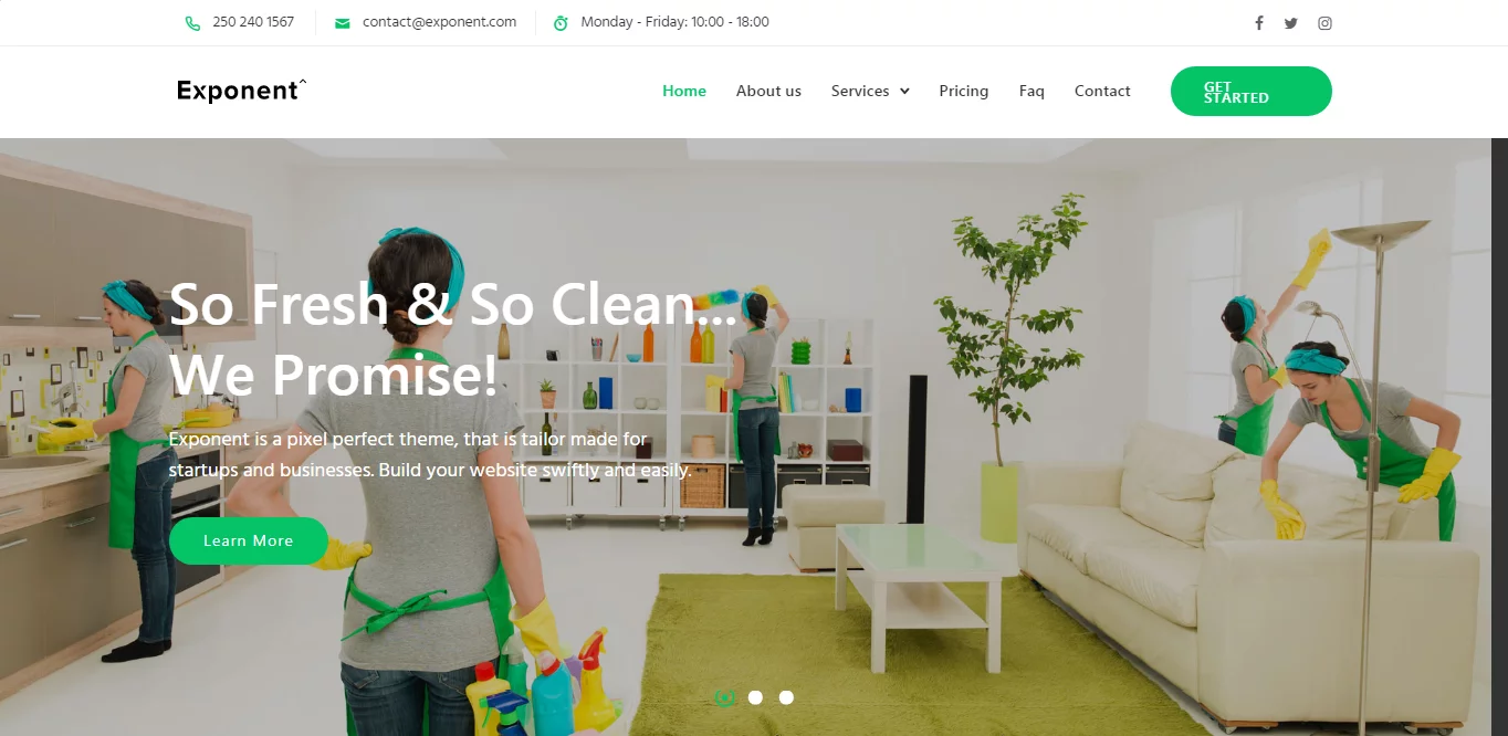 Exponent - Best WordPress Cleaning Services Theme