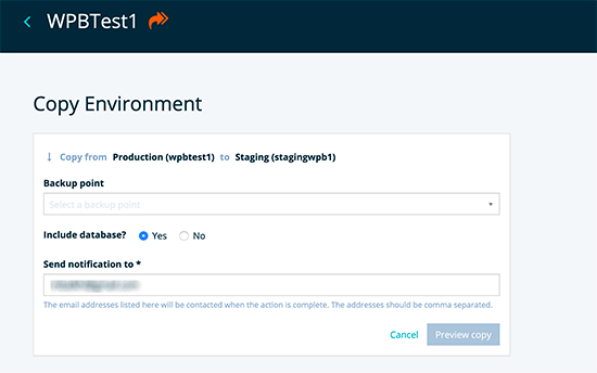 Create Staging Site on WP Engine