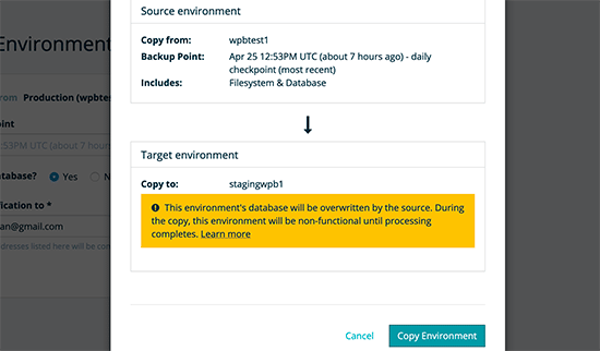 Create Staging Site on WP Engine