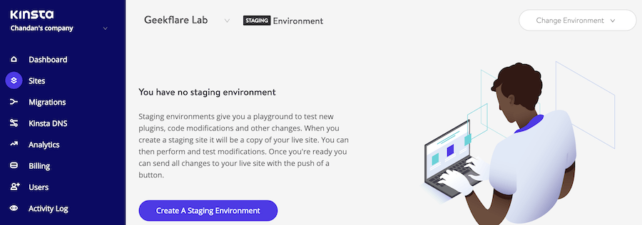 Create Staging Site on Kinsta