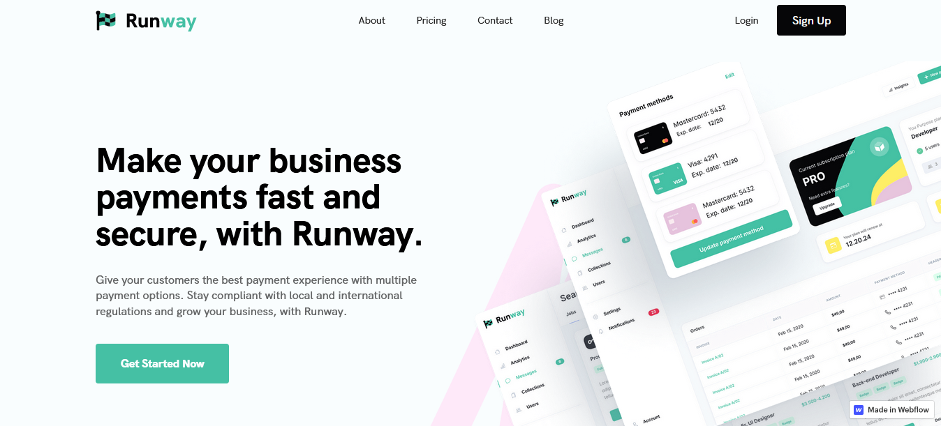 Runway - Best Webflow SaaS Website Template