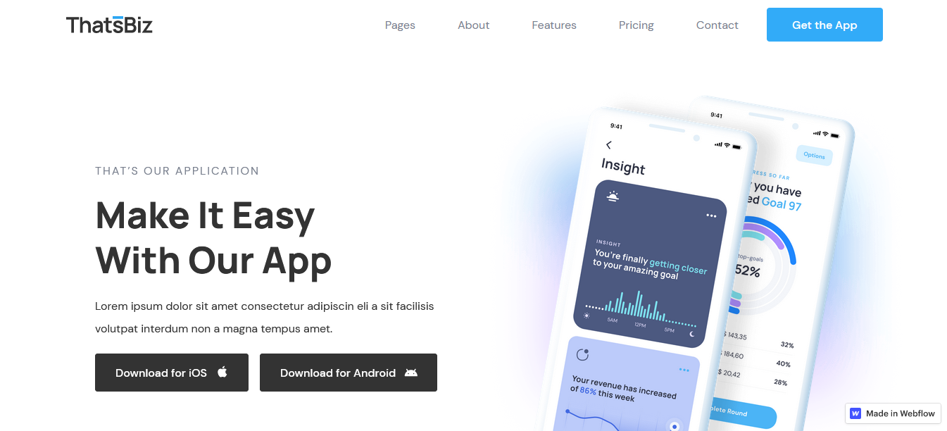 ThatsBiz - Best App Website Template