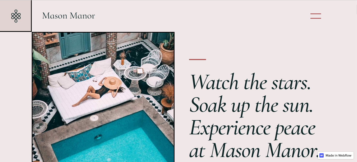 Mason Manor - Best Webflow Hotel Website Template - hotal themes for wordpress