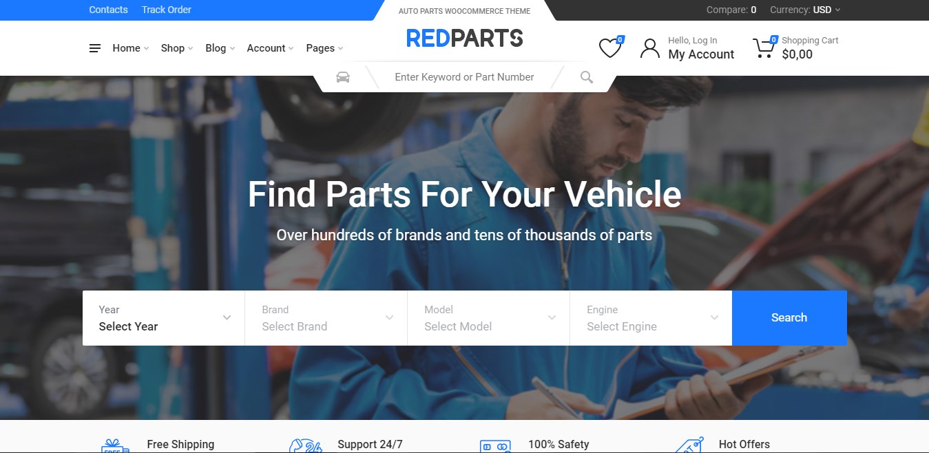 RedParts - Best Auto Parts WordPress Theme