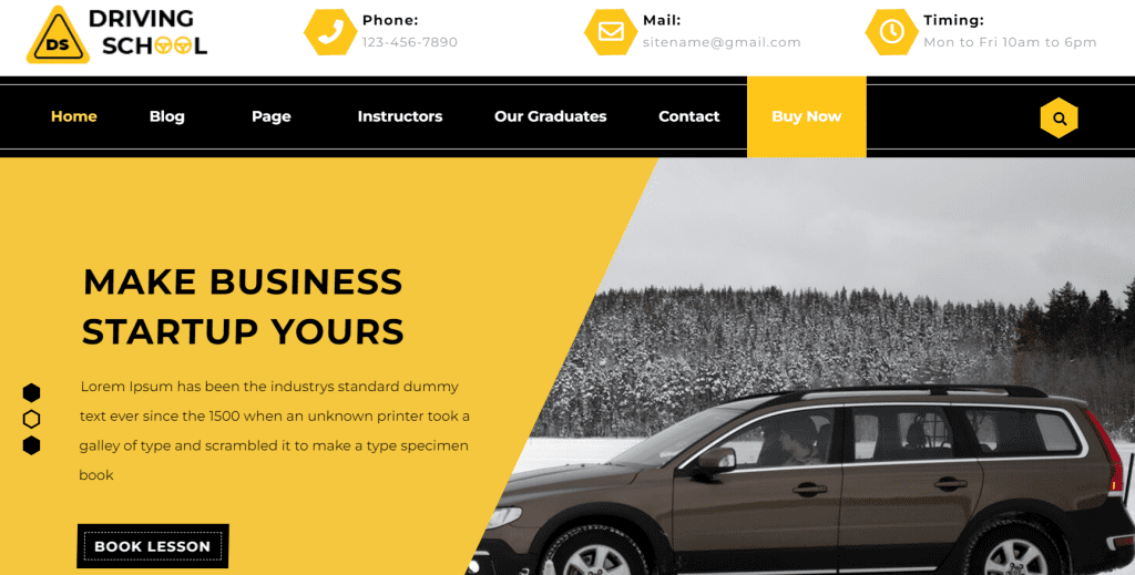 Driving School Lite - Best Free Automobile WordPress Theme