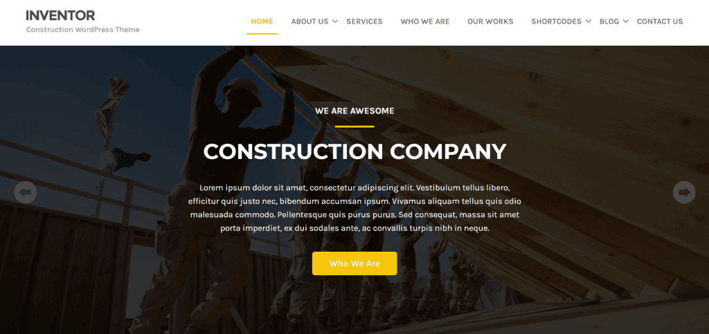 Inventor - Best Free Construction WordPress Theme