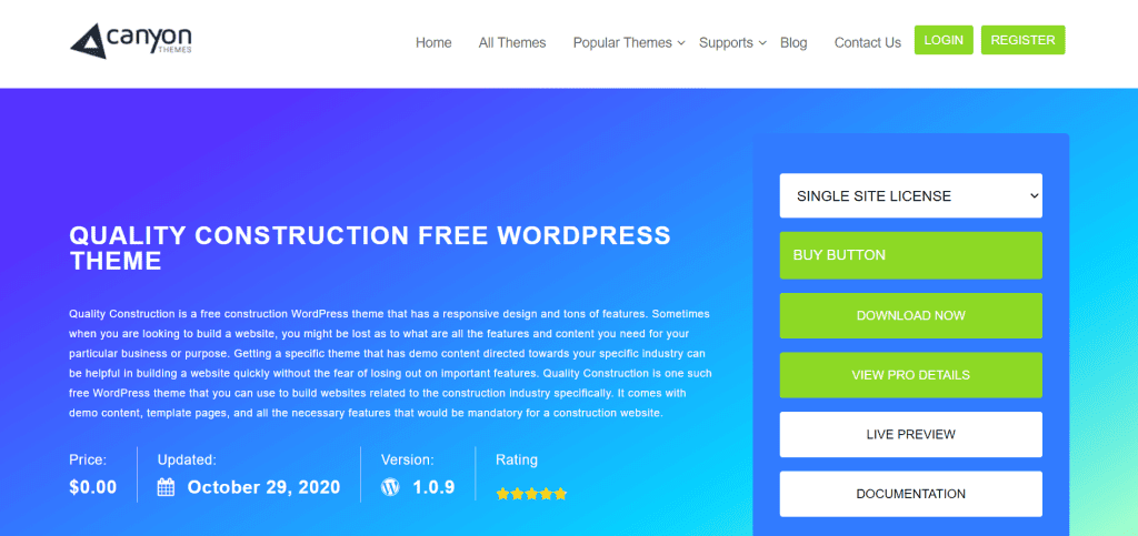 Quality Construction - Best Free Construction WordPress Themes
