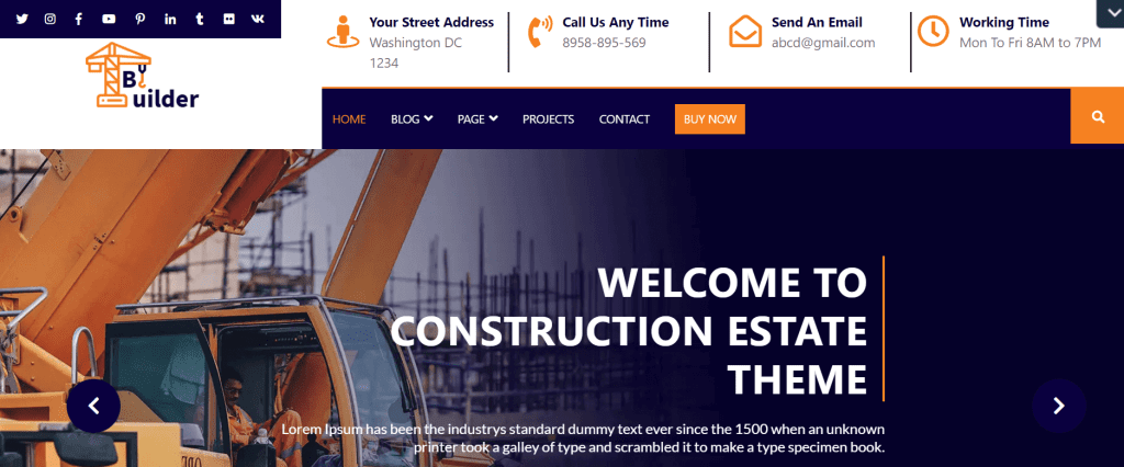 VW Construction Estate - Best Free Construction WordPress Theme