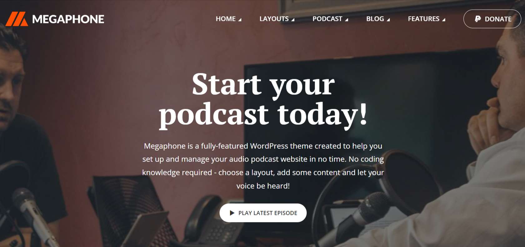 Megaphone - Best WordPress Podcast Themes for Podcasters